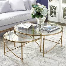 Round Brass Nesting Coffee Table Set