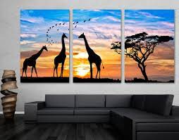 African Safari Giraffe Silhouette Wall