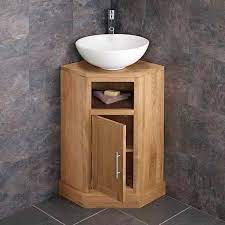 Corner Vanity Cabinet 570mm Solid Oak