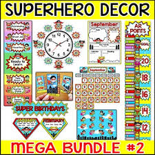 Superhero Theme Classroom Decor Bundle Part 2 Clip Charts Birthday Board Etc