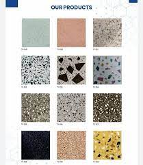 white polished terrazzo floor tiles