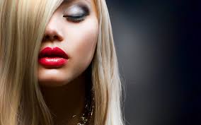 makeup closed eyes red lipstick