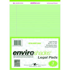 Enviroshades Legal Pad 8 1 2 X 11 3 4 Inches Green 50 Sheets Pack Of 3