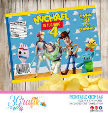 Search results for 'toy story' (free toy story fonts). Toy Story 4 Birthday Chip Bag Edit Download And Print Party Supplies