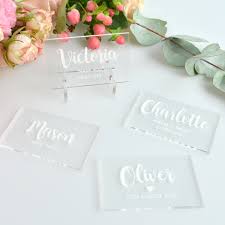 Engraved Acrylic Clear Rectangle Wedding Placecards Personalized