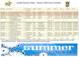 Aaniiih Nakoda College Calendar Summer Class Schedule