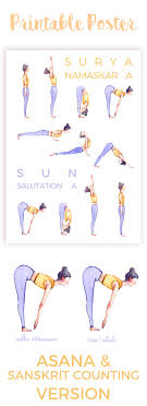 Sun salutation comprises a sequence of 12 yoga postures, best done at sunrise. Sun Salutation Yoga Poster Printable Ashtanga Illustration Etsy In 2021 Yoga Poster Surya Namaskar Yoga Themes
