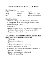 lord of the flies chapters to test review doc lord of the flies chapters 7 to 12 test review key characters ralph sam n eric piggy percival jack simon roger pig head on a stick british naval officer