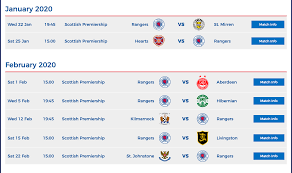 Rangers website fixtures