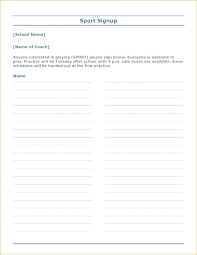Printable Sign Up Sheet Template Microsoft Word Free Spreadsheet