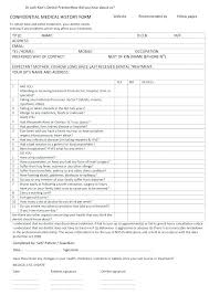 Medical History Forms Template Barrest Info