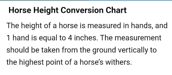 horse height conversion chart le