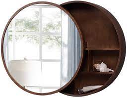 A round bathroom mirror can add softness to a bathroom and moves away from traditional straight. Amazon Com Wall Mounted Round Mirror Bathroom Storage Mirror Cabinet Bathroom Vanity Mirror With Shelf Bathroom Mirror Home Kitchen