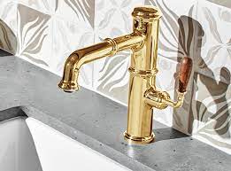 kitchen faucet with oak lever handle