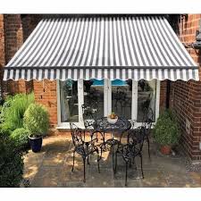 White Striped Patio Awnings