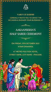 half saree ceremony invitation card
