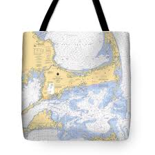 Cape Cod Marthas Vineyard And Nantucket Nautical Chart Tote Bag