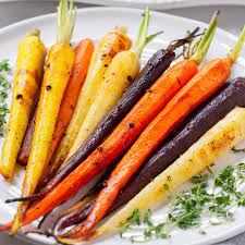 roasted rainbow carrots glazed
