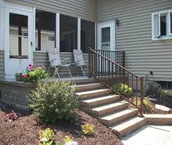 Front porch railing on stairs or ramp. Vinyl Vs Aluminum Railing Discovering The Best Deck Railing Material