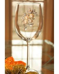 pearl bouquet jeweled wine glass wine