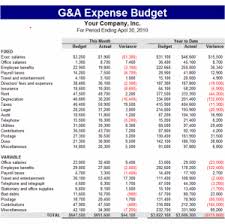 General And Administrative G A Expense Budget Template It