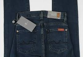 New 7 Seven For All Mankind Jeans High Waist Straight Size 23 Dark Wash Womens 883832009348 Ebay