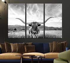 Black And White Texas Longhorn Large