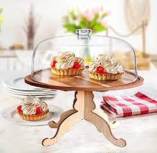 Pink Pari Wooden Cake Stand With Dome