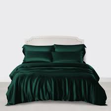 dark green luxury silk bed linen sets