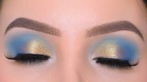 blue golden eye makeup tutorial