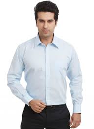 Buy First Row Light Blue Formal Cotton Shirt For Men Online Best