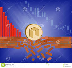 Coin Of Neo Falls Down With Drop Chart Stock Vector
