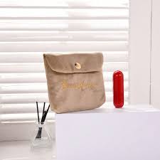letter embroidered velvet portable bag