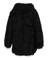 Faux Fur Long Sleeved Coat In Black