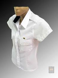 Ideal para um uniforme de trabalho elegante e diferenciador. Camisa Uniforme Feminina Branca Pilot Brazil Aviator Wear