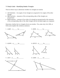 Name geometry unit 3 note packet similar triangles. Study Guide Identifying Similar Triangles Worksheet Proportions Shapes Problems And Congruent Coloring Pages More Practice With Figures Answers Gina Wilson Pdf Right Congruence Similarity Oguchionyewu