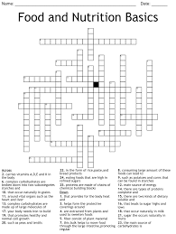 nutrition crosswords word searches