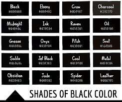 Black Color With Names Hex Rgb