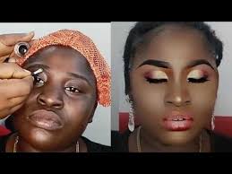makeup transformation on a dark african