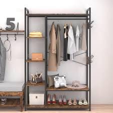Yofe Rustic Brown Wooden Clothes Rack