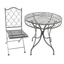 Grey Metal Garden Bistro Table And 2
