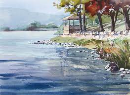 A Lake Scene In Watercolour Artists