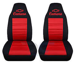 Front Car Seat Covers Blk Red Fits 1993