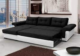 corner sofa in black fabric white faux