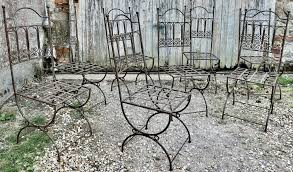 Set Of 8 Tall Strapwork Iron Garden Chairs
