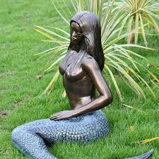 antique bronze mermaid garden sculpture