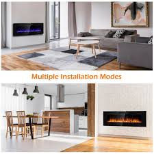 Electric Ultra Thin Wall Mounted Recessed Fireplace 50 Inch