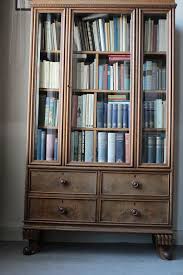 oak bookcase with glass doors