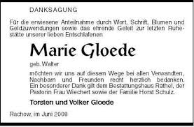 Marie Gloede-geb. Walter-möcht | Nordkurier Anzeigen