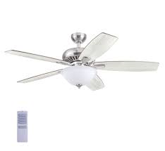 harbor breeze oxford 52 in brushed nickel led indoor downrod or flush mount ceiling fan with light remote 5 blade 42473